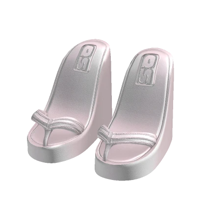 y2k Wedge heel flip flops white