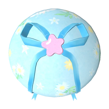 Kawaii blue puppy flower beret w star ribbon bow