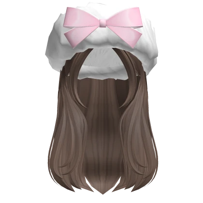 Soft Layered Hair w/ Fluffy Bow Headband (Brown)