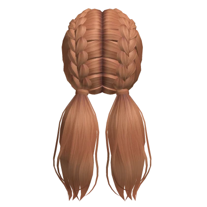 Braided Hair with Low Ponytails in Ginger