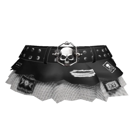 Chibi Distressed Skull Skirt Black