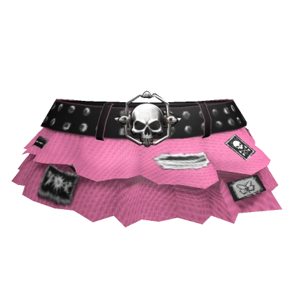 Chibi Distressed Skull Skirt Pink