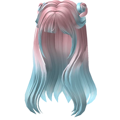 Long Pink w/ Blue Anime Hair