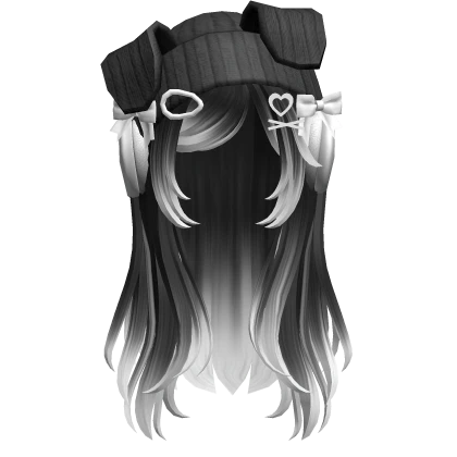 Soft Hair w/ Cute Puppy Beanie (Black&White)