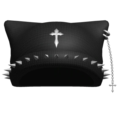 ♡ spiked cross knit kitty emo beanie