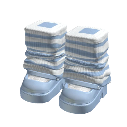 Doll Platform Shoes Blue / White Stripes
