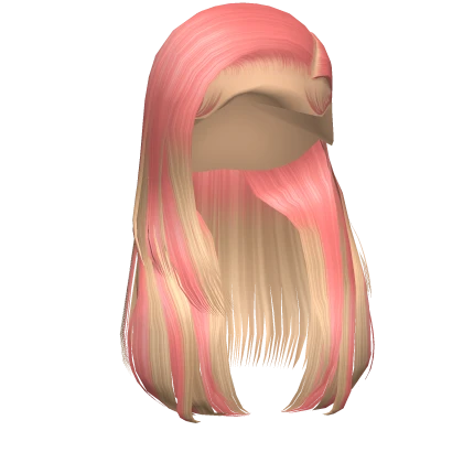 Layered Side Part in Pink w/Blonde Highlights