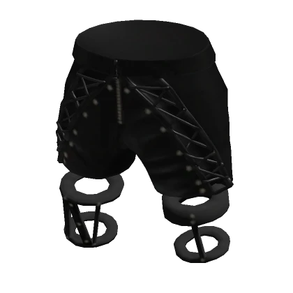 Black Goth Shorts With Leg Straps