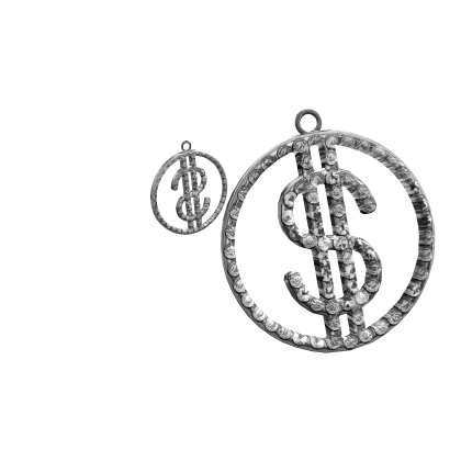 Silver Diamond Dollar Hoop Earrings 