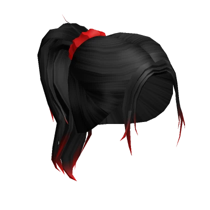 Aesthetic Black Ponytail with Red Ombre