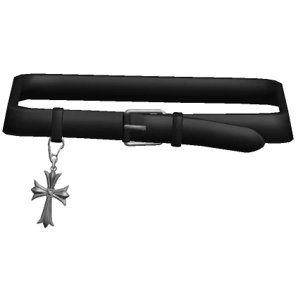 [1.0] Y2K Black Belt with Chrome Cross Keychain