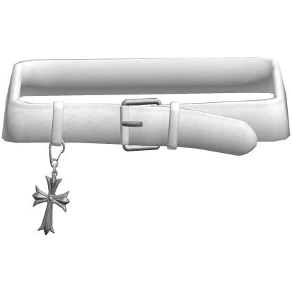 [3.0] Y2K White Belt with Chrome Cross Keychain