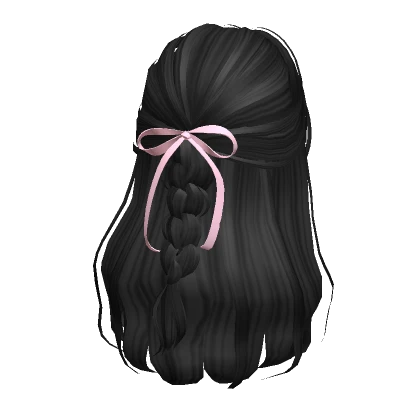 Wavy Braid Half Up Hair w/ Bow (Black)