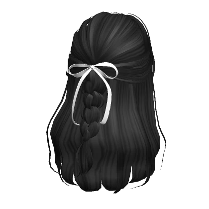 Wavy Braid Half Up Hair w/ Bow (Black)