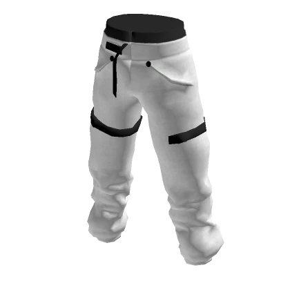 White/Black Stripes Baggy Techwear Pants