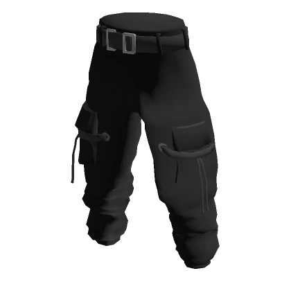 Black/Silver Buckle Baggy Techwear Pants