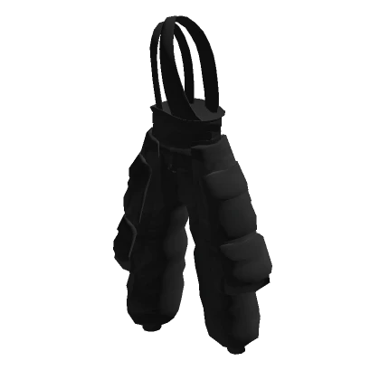 Bunched Suspenders/Black Baggy Techwear Pants