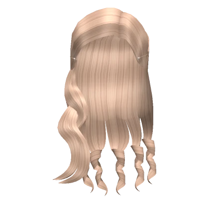 Long Curly Soft Sidepart Blonde Hair w/Pearl Clips