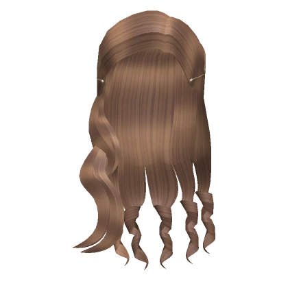 Long Curly Soft Sidepart Ginger Hair w/Pearl Clips