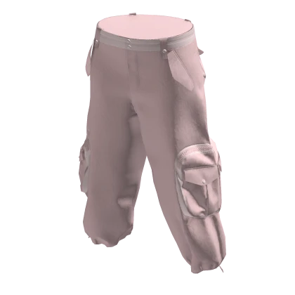 Y2K Pale Pink Cargo baggy pants cropped - DRESSX