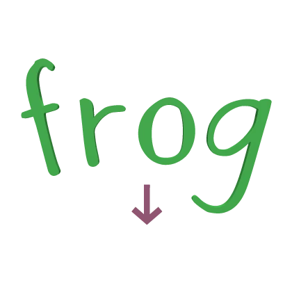 Cute frog text with arrow