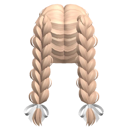 Braided pigtails w/ White bows in Blonde