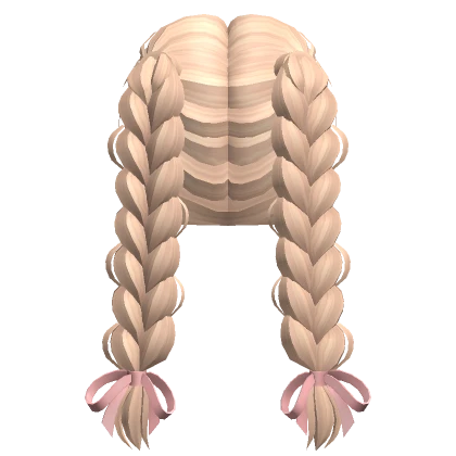 Braided pigtails w/ Pink bows in Blonde