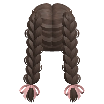 Braided pigtails w/ Pink bows in Brown