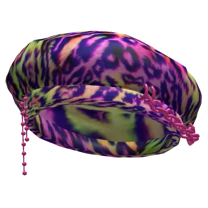 Neon Leopard Chained Beret