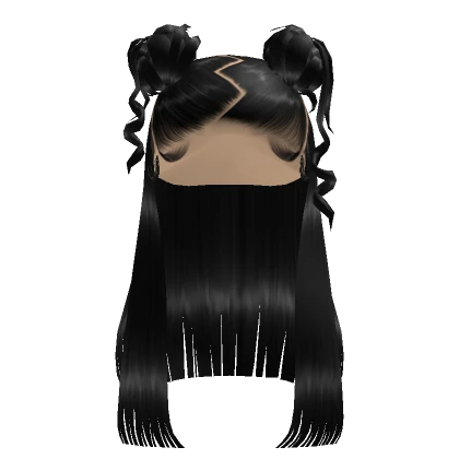 Messy Pigtail Buns Silk Press In Black