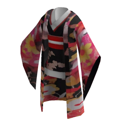 Pink/Black/Floral Kimono