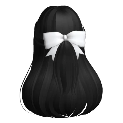 ♡ straight flowy half up hair w/ bow (black)