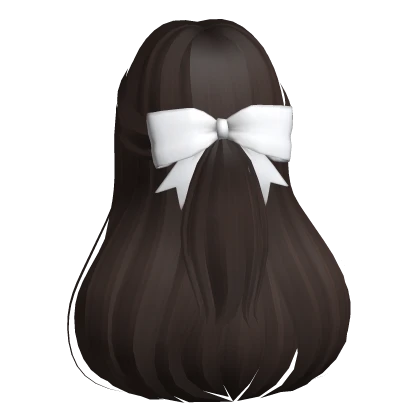 ♡ straight flowy half up hair w/ bow (dark brown)