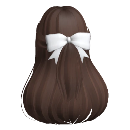 ♡ straight flowy half up hair w/ bow (brown)