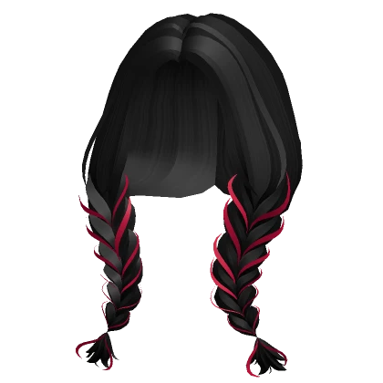 Cute Messy Double Braid Pigtails Red Bows [Black]