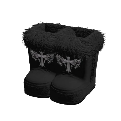 Y2K Fur Trim Boot w/ Silver Decor