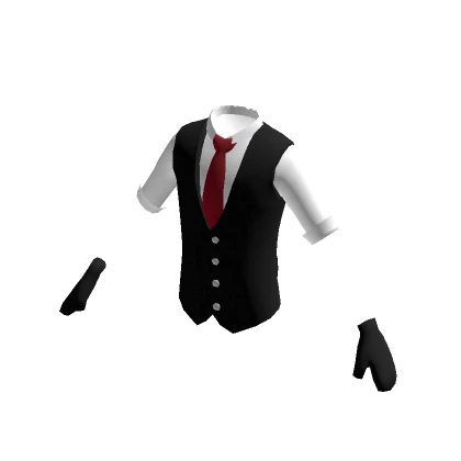 White Shirt & Formal Black Vest w/ Gloves