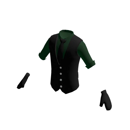 Green Shirt & Formal Black Vest w/ Gloves