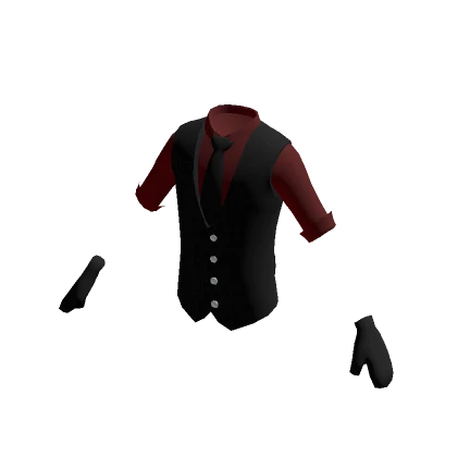 Red Shirt & Formal Black Vest w/ Gloves