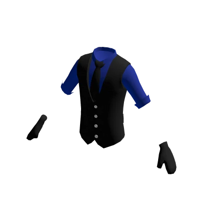 Blue Shirt & Formal Black Vest w/ Gloves