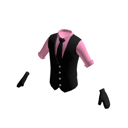 Pink Shirt & Formal Black Vest w/ Gloves