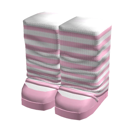 Striped Leg Warmers with Shoes - Pink