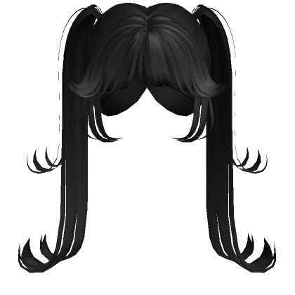 black wispy layered fairy pigtails hime bangs