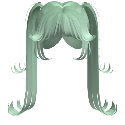 sage green wispy layered fairy pigtails hime bangs