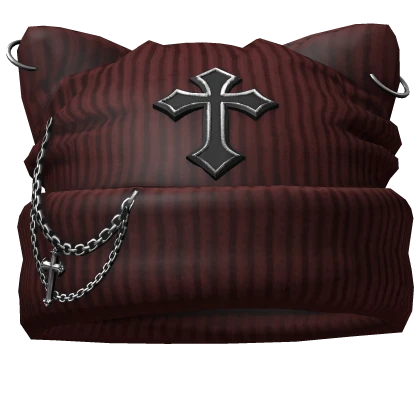 Grunge Kitty Cross Beanie (Red)