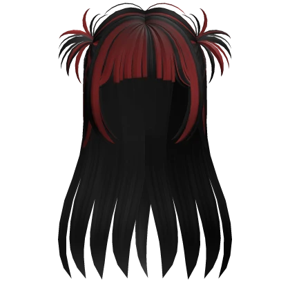 Black & Red Punk Hair With Pigtails