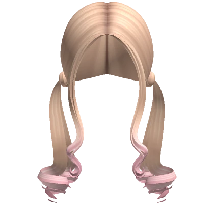 Low Curly Fairytale Pigtails in Blonde to Pink