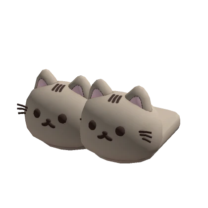 ♡ kawaii kitty grey round slippers