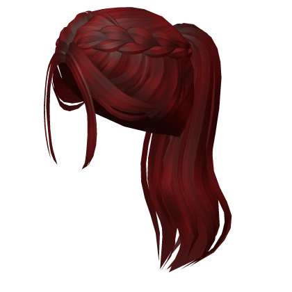 Long Soft Dutch Braid Ponytail (Red)