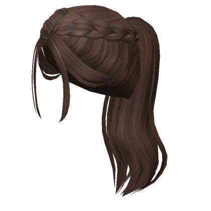 Long Soft Dutch Braid Ponytail (Brown)